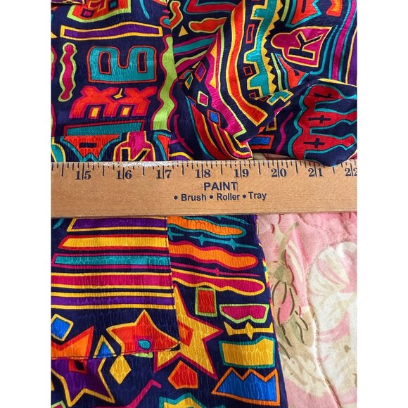 Vtg 80s Art to wear Ann Klein II 8 100% Silk Button-Up Shirt Abstract Retro - Picture 10 of 12